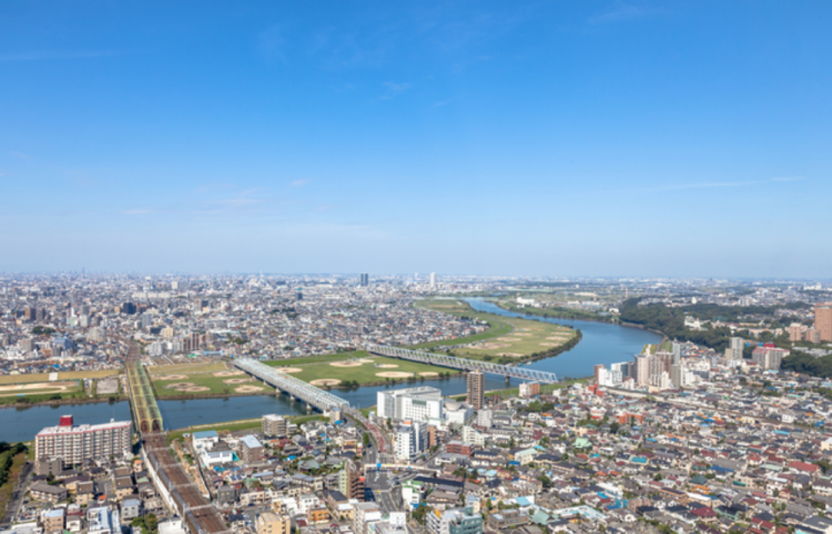 江戸川区で自然素材の注文住宅を建てるニットー住宅　江戸川区の空撮