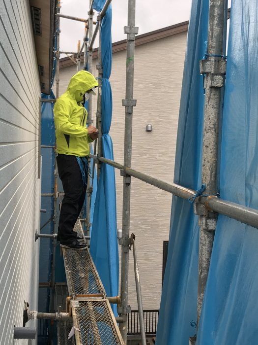 江戸川区で注文住宅を建てるニットー住宅の台風養生写真